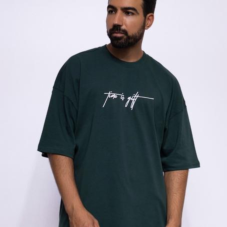 Breezy – Time Is Gift Oversized tshirt - Dark Green