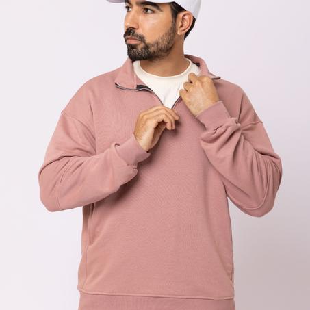 Zipper Sweatshirt, Baggy joggers - Light Pink