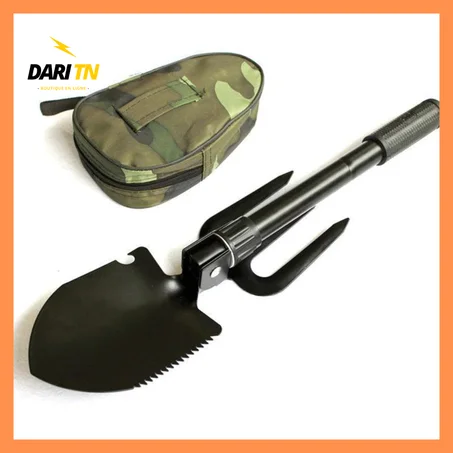 Pelle Pioche Pliante avec Etui - Camping - Vert