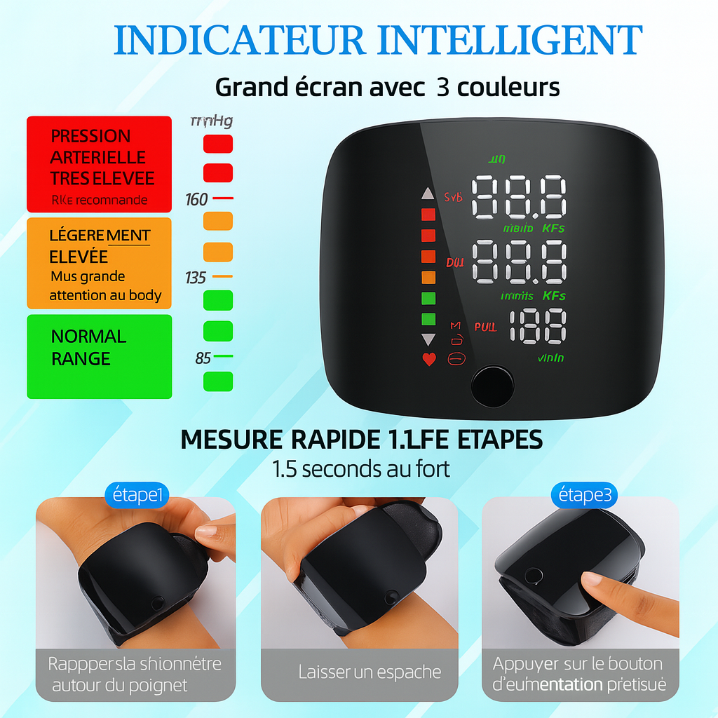 🩺 Moniteur de pression artérielle rechargeable au poignet