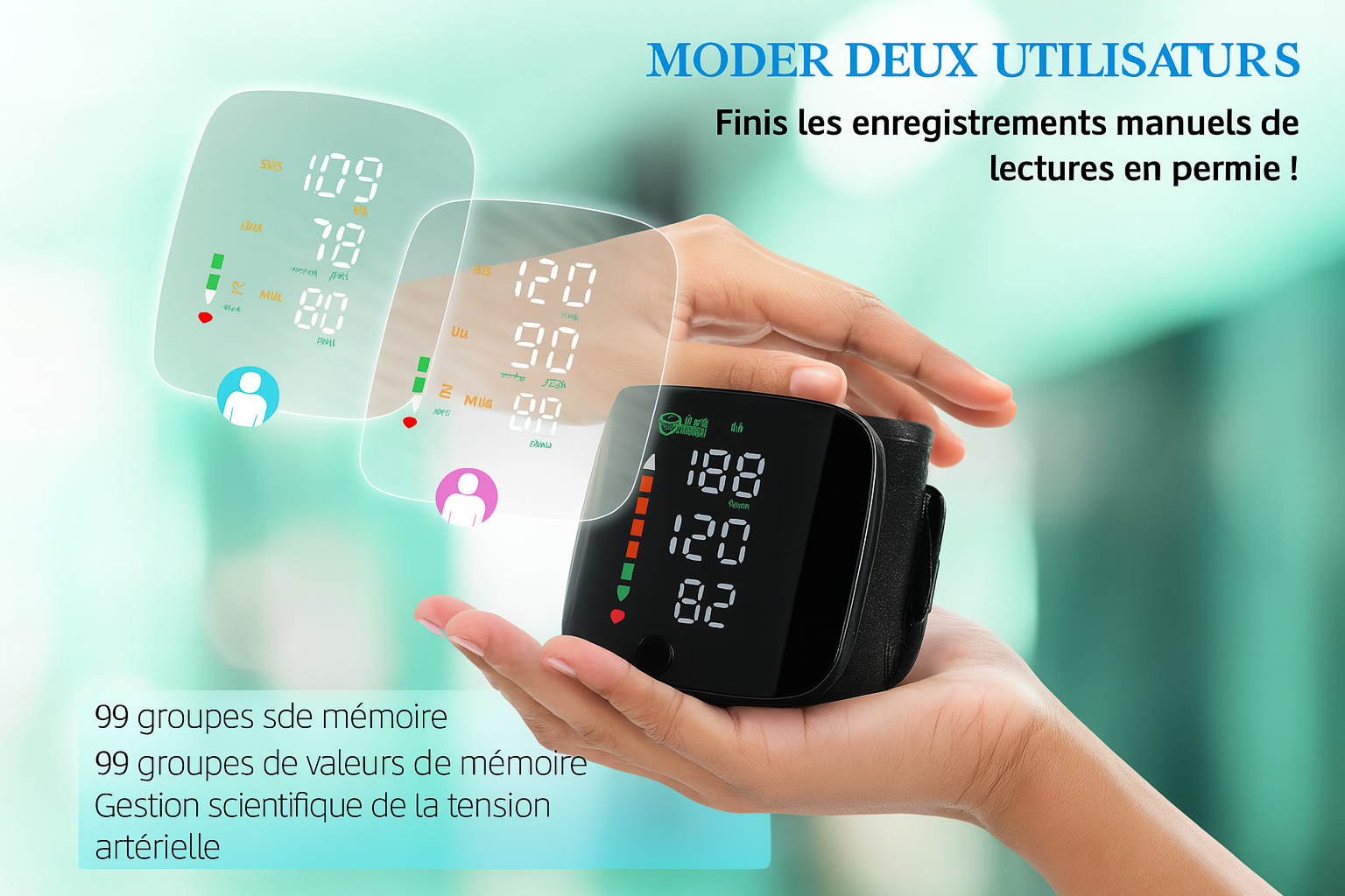 🩺 Moniteur de pression artérielle rechargeable au poignet