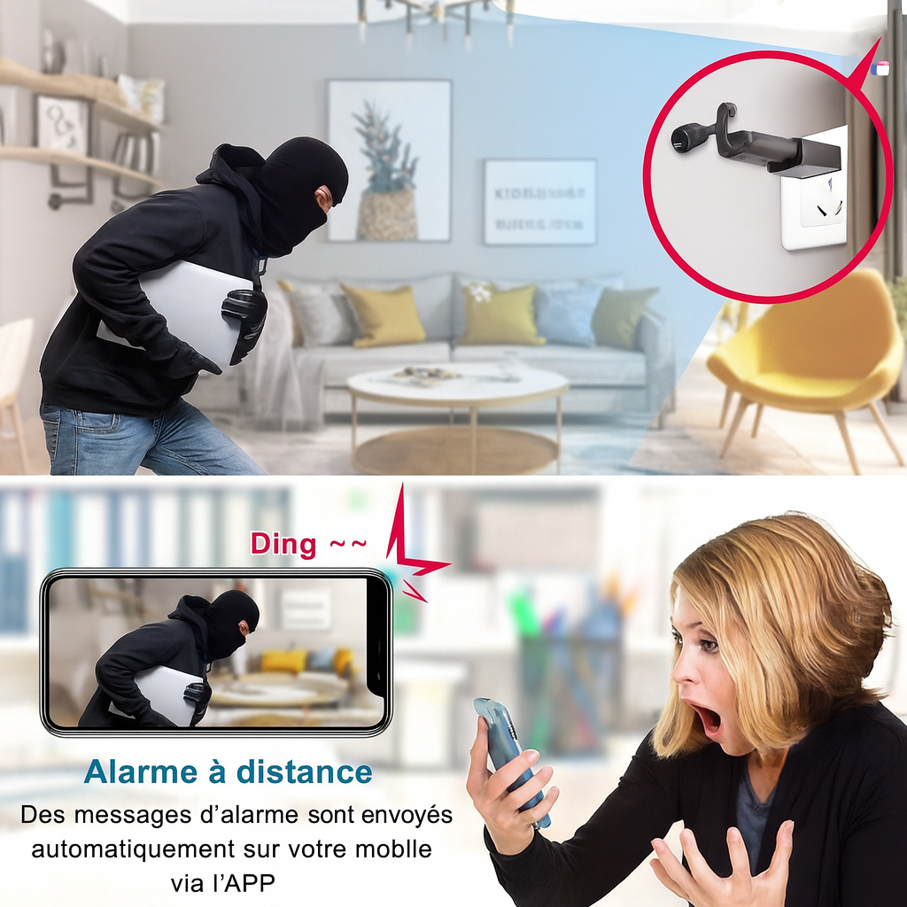 Caméra WiFi Sans Fil Full HD 1080P avec Détection de Mouvement