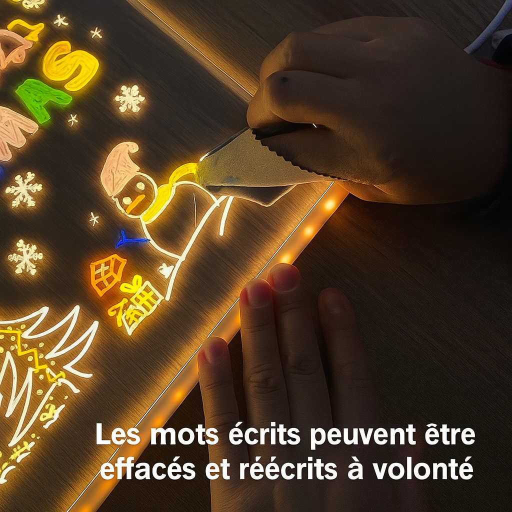 Tablette d’Écriture LED 3D en Verre Acrylique Lumineux