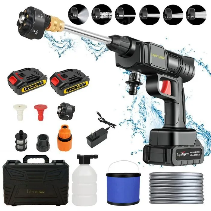 مسدس غسل السيارات اللاسلكي مع 3 بطاريات - 48 فولت