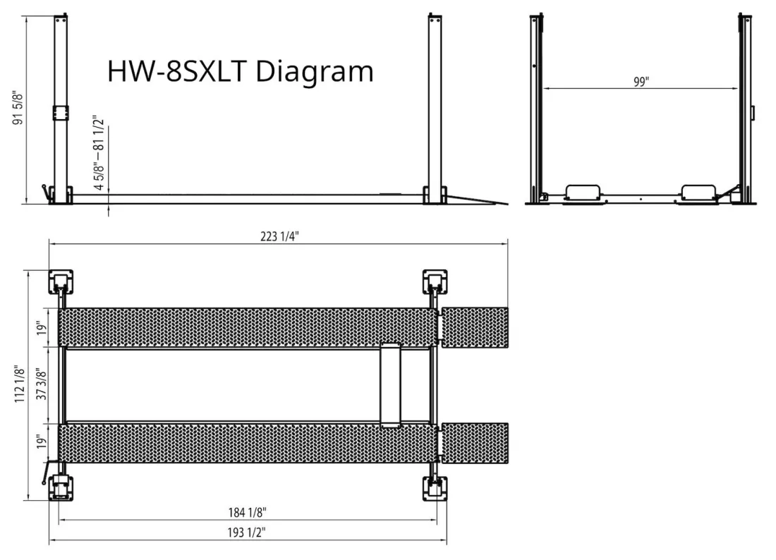 APlusLift HW-8SXLT 8000LB 4-Post Extra Tall/Long/Wide Portable Storage Service Car Lift