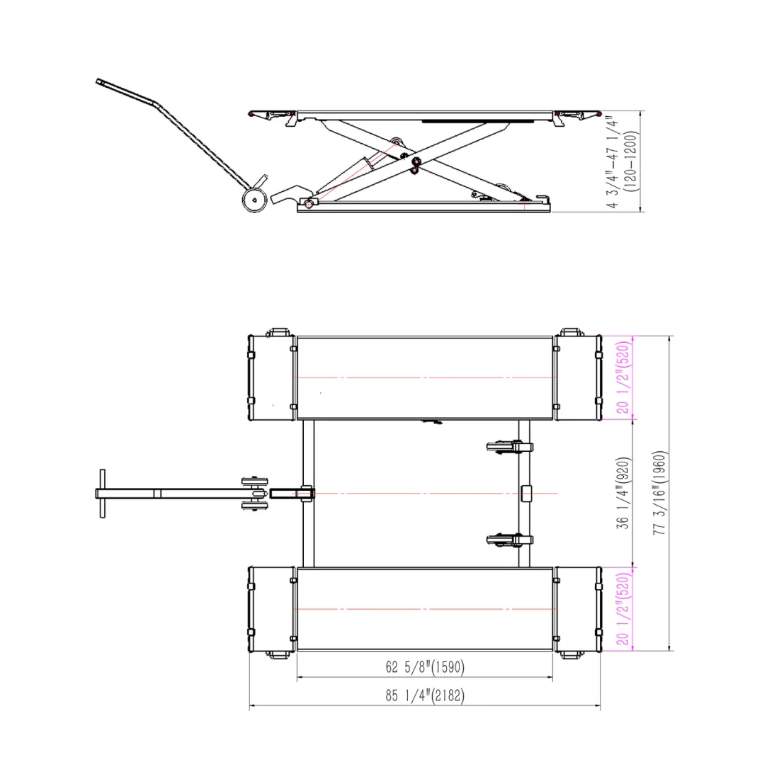 APlusLift 8,000LB Mid-Rise Scissor Lift with Electrical Release - SL-MR80