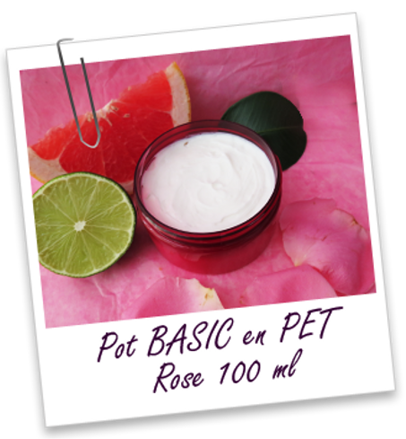 Pot rose transparent 100 ML avec couvercle et spatule