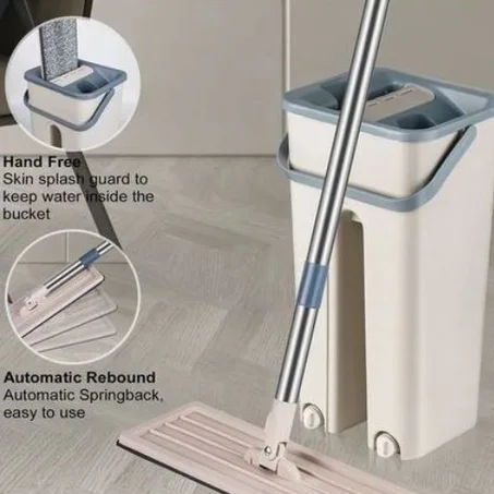 ممسحة الأرضية مع دلو مرافق متعدد الاستعمالات و2 ممسحة مرافقة، لتسهيل العملية لتنظيف الأرض
