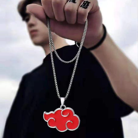 Akatsuki Red Cloud Pendant Necklace for Women Japan Anime Accessories Cosplay Itachi Titanium Jewelry Cartoon Men's Chain Gift