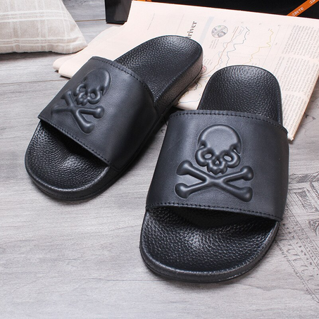 Summer Indoor Soft Flip Flops, House Beach Shoes, Couple, Non-slip Skull Wave Slides, Casual Flat Sandals, Women / Men Fashion Slippers