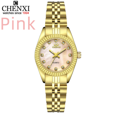 CHENXI – Montre dorée à quartz pour femme, étanche, marque haut de gamme pour dames, accessoire luxueux à strass