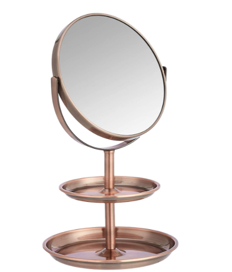 Basics Vanity Mirror with Dual Trays - 1X/5X Magnification, Bronze