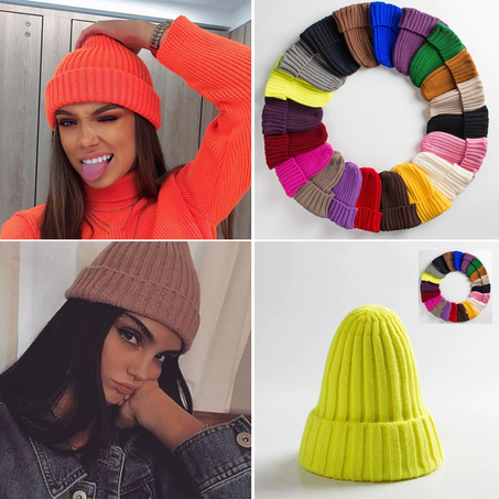Chapeau unisexe en coton mélangé, solide, chaud, doux, HIP HOP, tricoté, casquettes d'hiver pour hommes, femmes, bonnets pour filles, vente en gros