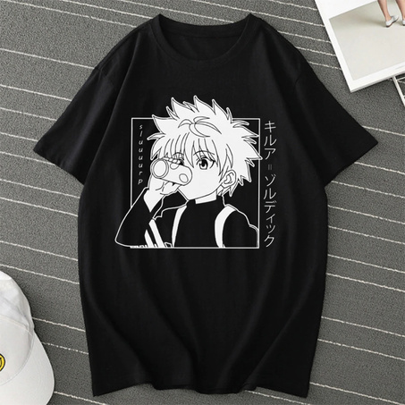 Kawaii Hunter X Hunter Crew Neck T-Shirt for Men and Women, Soft Manga Clothing, Killua Zoldyck