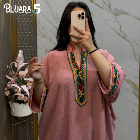 جلابة موديل طرزة الأطلس 🏵️ – من القطن الأصلي الفاخر والنادر