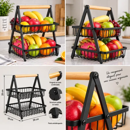 Panier à Fruits Double Étage