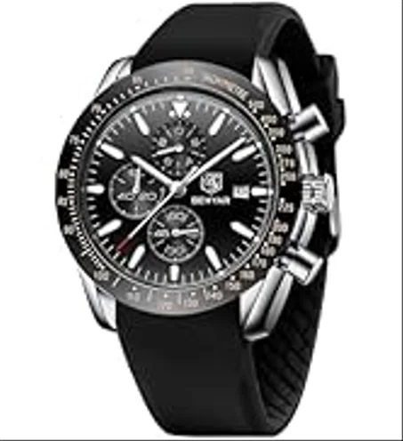 ساعة بنيير للرجال كرونوغراف تناظري كوارتز مضاءة للماء وإضاءة خلفية ساعات عمل وساعات مصممة كاجوال هدية أنيقة للرجال