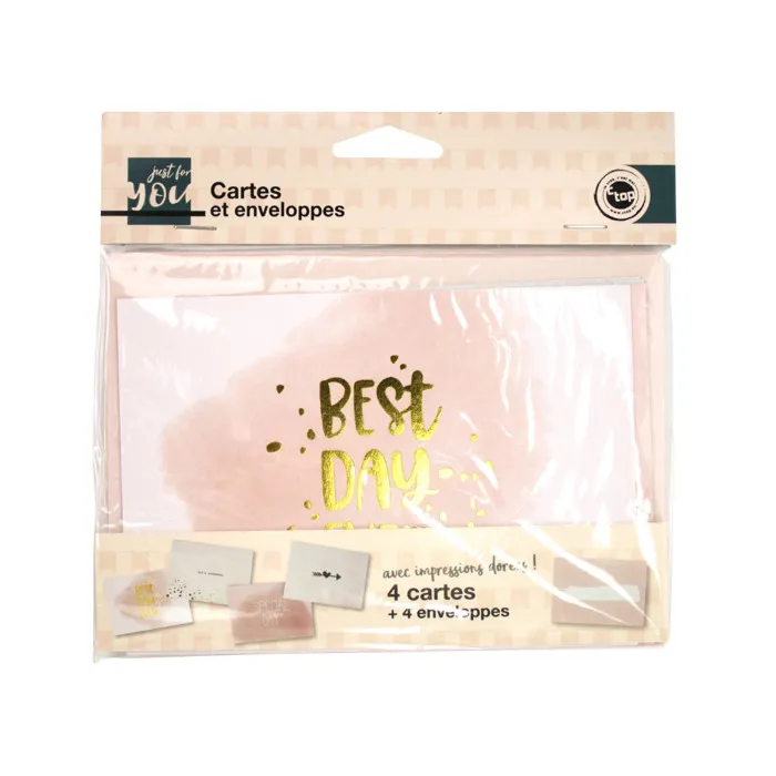 Carte illustrée rose blanc