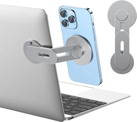 Soporte magnético para teléfono portátil MagSafe para iPhone 17/16/15/14/13/12 y todos los teléfonos, soporte lateral de teléfono ajustable en 180° para monitor de computadora Tesla, soporte 