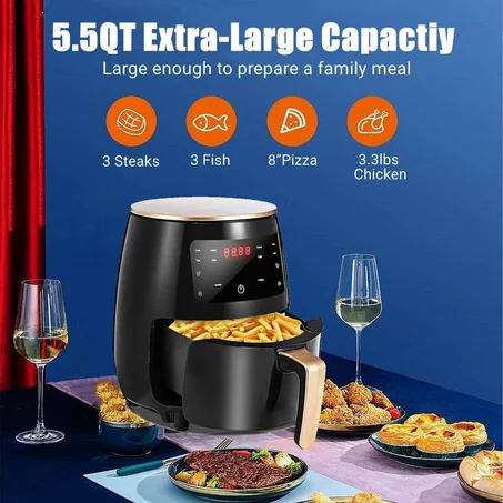 Robolux Air Fryer Électrique LCD 6L / 1800W - La friteuse sans huile idéale   القلاّية الكهربائية الصحية بدون زيت