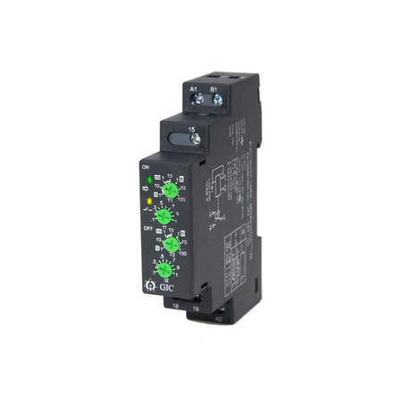 Relais temporisé 2 temps à montage sur rail DIN GIC, 12 → 240 V c.a./c.c.