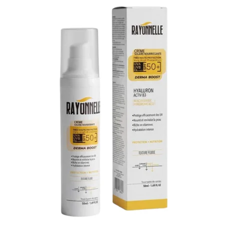 Crème Solaire SPF50+ Rayonnelle avec Acide Hyaluronique & Vitamine B3 – Protection & Hydratation