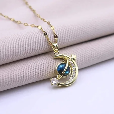 Collier Pendentif Croissant en Acier inoxydable