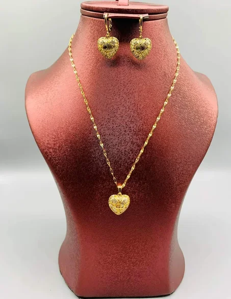 parure 2 pcs cd piere zircon en acier inoxydable