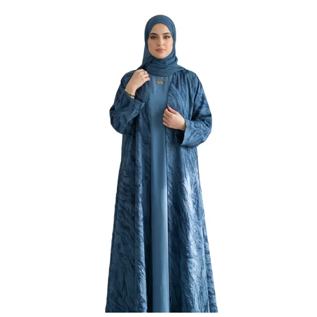 Abaya en Crêpe 3 Pièces – Robe Sans Manches, Kimono & Ceinture