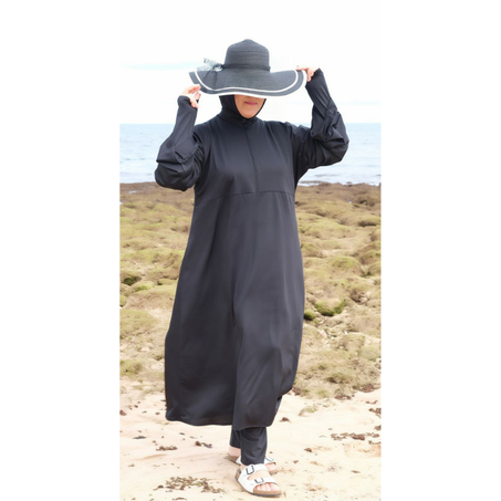 Burkini Élégance Noire – Confort, Couverture et Style sur la Plage