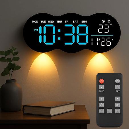 Horloge murale numérique à LED avec télécommande YX-2808 – ساعة حائط مع إضاءة مدمجة