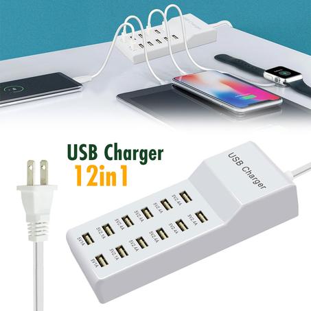 Station de charge USB avec multiprise 12 ports charge rapide – مقبس طاقة متعدد المنافذ