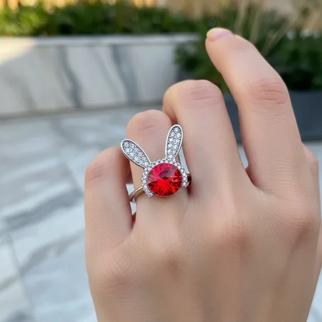 BAGUE LAPIN ROUGE