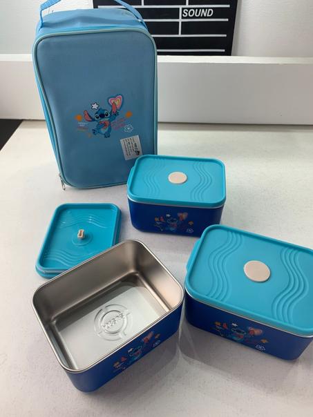 Lunch Box avec Sac Isotherme Design Cartoon 3 Compartiments Alimentaires – حافظة أطعام للأطفال 3 طبقات