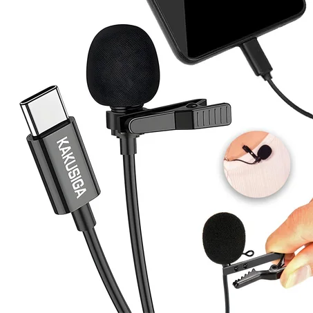 Microphone cravate professionnel USB-C de 2 m à condensateur sphérique - ميكروفون جودة صوت احترافية كابل بطول 2 متر
