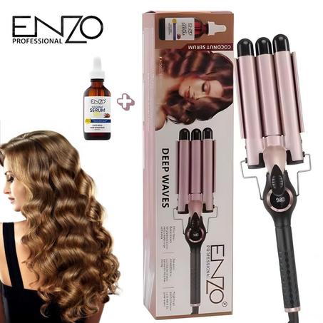 ENZO PROFESSIONAL Fer à Boucler Triple Barillet – مكواة تجعيد ثلاثية الأسطوانات لتموجات مثالية وشعر لامع!