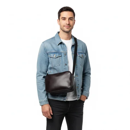 Sac Bandoulière Urbain en Simili Cuir Rouge terre brûlée