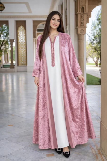 ✨ فخامة القفطان الهمـاوي للعيد تفاصيل راقية بثوب موبرة وكريب عالي الجودة وسفيفة هماوية أصيلة 👑 🔥 آخر قطع — سارعوا قبل نفاذ الكمية!