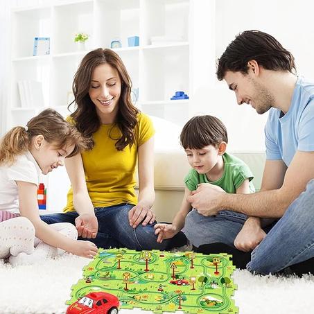 Puzzle Racer مجموعة أحجية صور مقطوعة بتصميم مضمار سيارات من كوفري