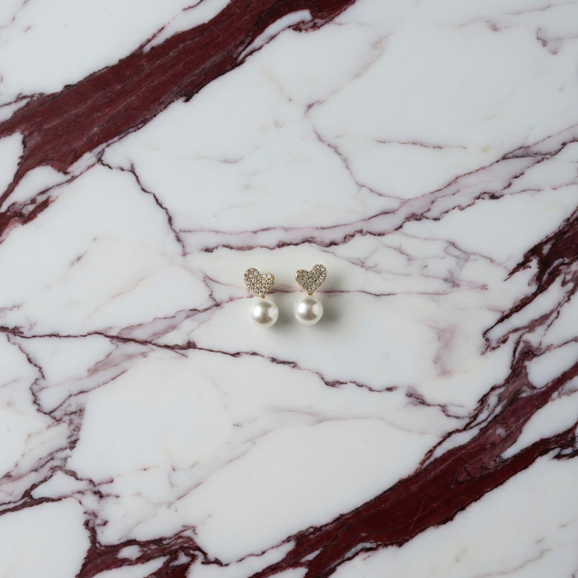 Boucles d'oreilles cœur de perle