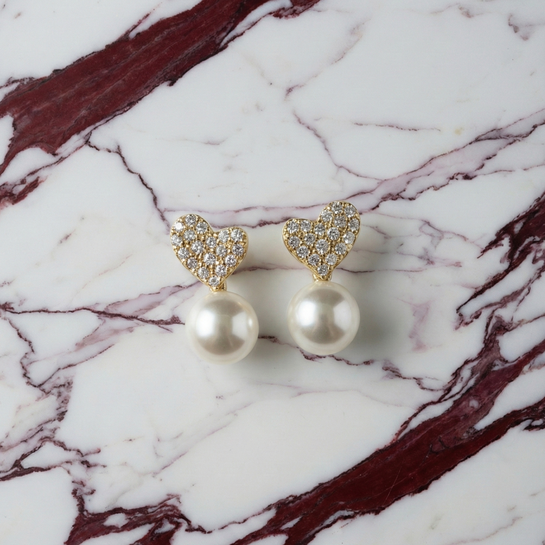 Boucles d'oreilles cœur de perle