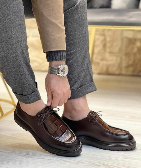 Chaussures en Cuir 100% avec Finition Croco – Élégance & Confort