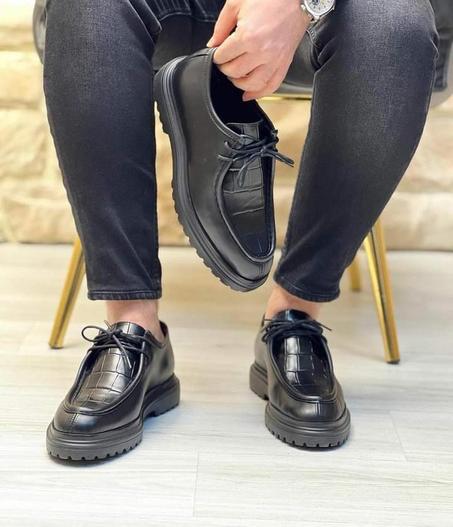 Chaussures en Cuir 100% avec Finition Croco – Élégance & Confort