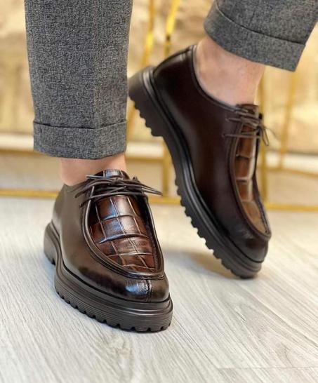 Chaussures en Cuir 100% avec Finition Croco – Élégance & Confort