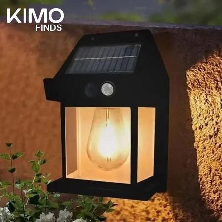 LED ماركة KIMO FINDS - مصباح شمسي للحديقة 1 واط / 600 لومن (إضاءة صفراء) - اللون أسود