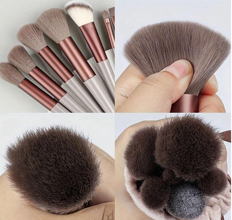 طقم فرش مكياج  من 13 قطعة لتطبيق مستحضرات التجميل