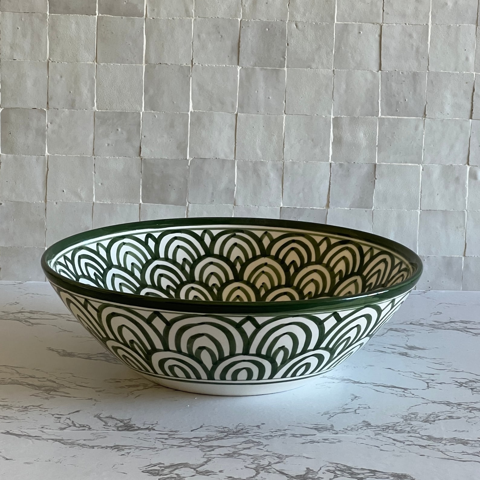 Lavabo en céramique marocaine fait main – 30 cm de diamètre