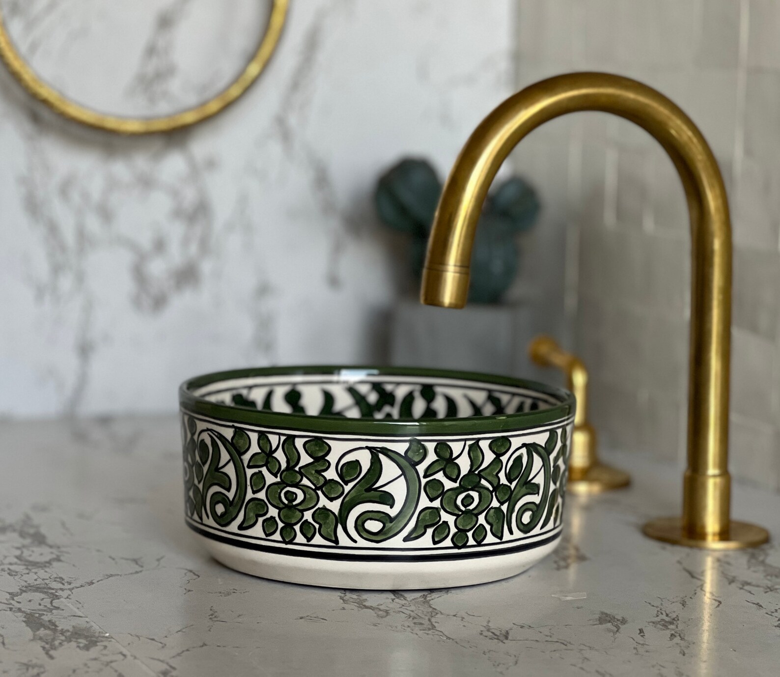 Lavabo en céramique marocaine fait main – 30 cm de diamètre