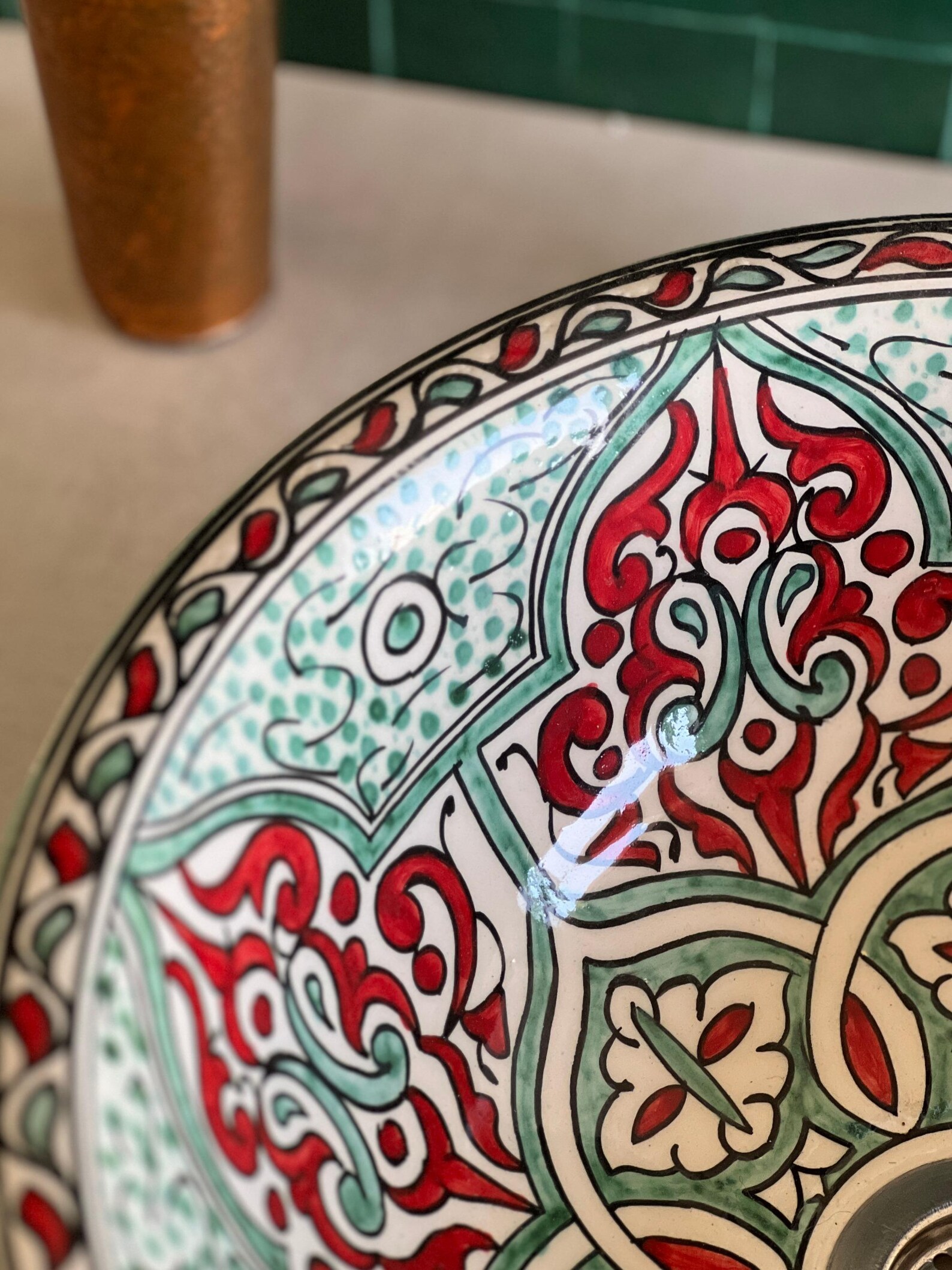 Lavabo en céramique marocaine fait main – 30 cm de diamètre