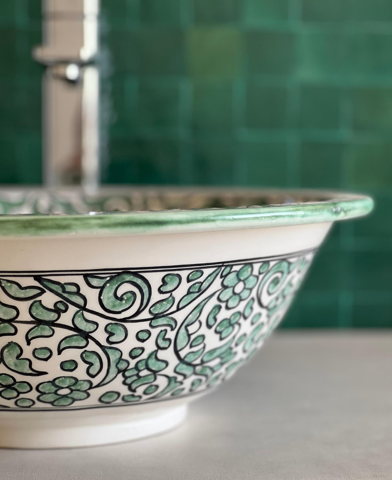 Lavabo en céramique marocaine fait main – 30 cm de diamètre